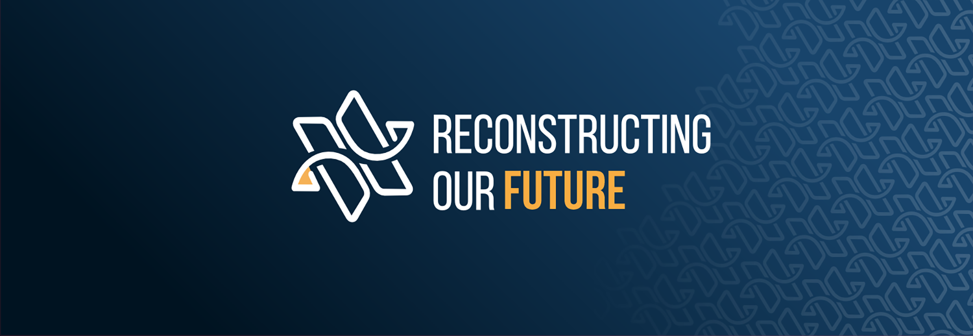 Logo de la campaña Reconstructing Our Future de Wornick JDS sobre fondo azul