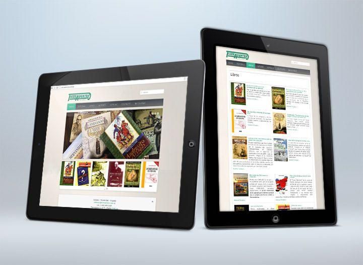 Tablets en horizontal y vertical con las Ediciones de Tierradentro en la pantallas